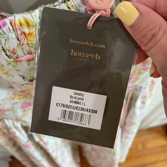 House of CB NWT Dorothy Cotton Dress Pale Blue Meadow - Picture 8 of 9